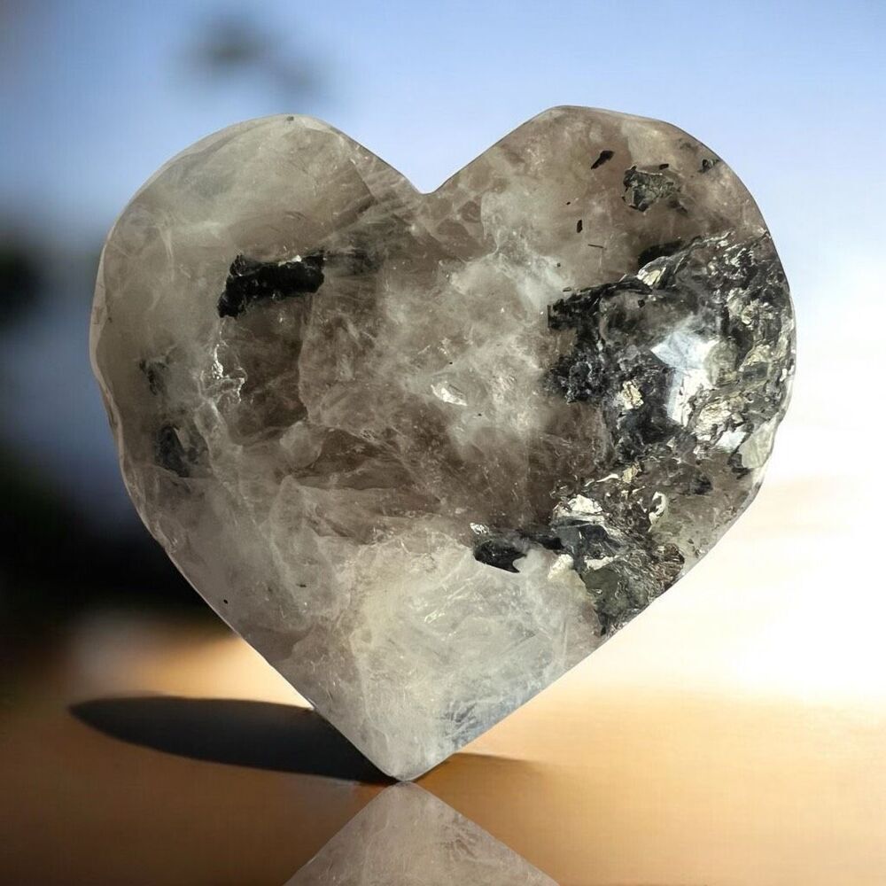 Moonstone Crystal Heart‎ with Blue Flash (#6)